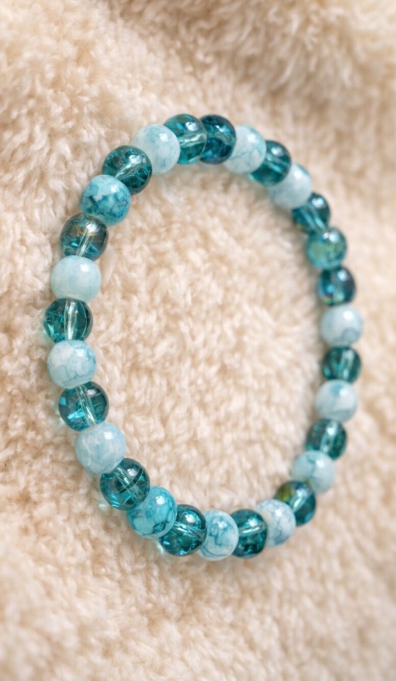 Turquoise & Teal Beaded Stretch Bracelet - Women Jewelry